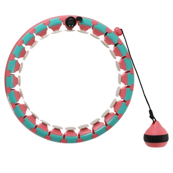 Обруч для схуднення регульований масажний з обтяжувачем Smart Hula Hoop Zelart FI-9659 бірюзовий-рожевий