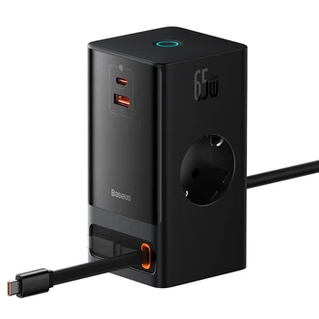 Мережевий зарядний пристрій Baseus PowerCombo Digital PowerStrip 65W (2 AC + 1 USB + Type-C + Кабель Type-C) 1,5м