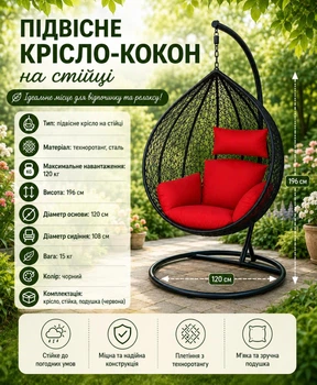 Подвесное кресло кокон садовое с подставкой качели для дома и сада плетеное кресло гнездо на стойке с подушками для отдыха