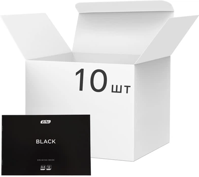 Набор альбомов для рисования ZiBi Black А4 на скобе 12 листов х 10 шт (ZB.1421-01)