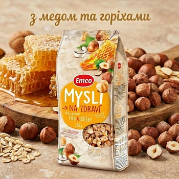 Мюслі Emco з медом та горіхами 750 г