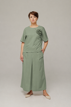 Женский костюм с блузой и брюки-юбка TELL MKTL2297-3776 - 56, М'ятний