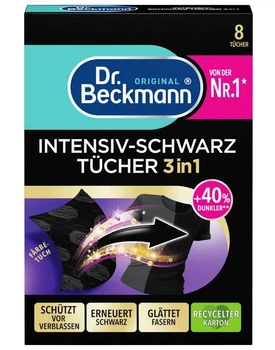 Серветки для оновлення чорного кольору та тканини 2 в 1 Dr. Beckmann 8шт