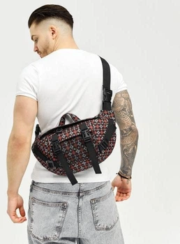Большая мужская поясная сумка бананка тканевая Sambag DynamicDart с принтом черная 61059