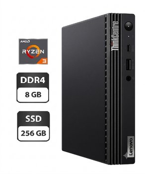 Неттоп Lenovo Thinkcentre m75q Gen2 USFF / AMD Ryzen 3 PRO 5350GE (4 (8) ядер по 3.6 - 4.2 GHz) / 8 GB DDR4 / 256 GB SSD / AMD RX Vega 6 / USB 3.1 / Windows 11 / Блок питания в комплекте б/у