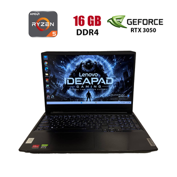 Игровой ноутбук Б-класс Lenovo IdeaPad Gaming 3 15ACH6 / 15.6" (1920x1080) IPS / AMD Ryzen 5 5600H (6 (12) ядер по 3.3 - 4.2 GHz) / 16 GB DDR4 / 512 GB SSD / nVidia GeForce RTX 3050, 4 GB GDDR6, 128-bit / WebCam б/у