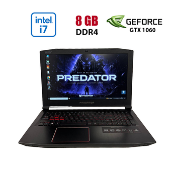 Ігровийй ноутбук Б-клас Acer Predator Helios 300 G3-571 / 15.6" (1920x1080) IPS / Intel Core i7-7700HQ (4 (8) ядра по 2.8 - 3.8 GHz) / 8 GB DDR4 / 256 GB SSD + 1000 GB HDD / nVidia GeForce GTX 1060, 6 GB GDDR5, 192-bit / WebCam б/в