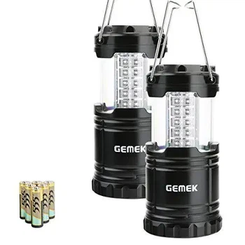 Набор кемпинговых LED фонарей GEMEK (2 шт), раскладной туристический фонарь-лампа на батарейках, портативный светильник - Б/У
