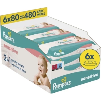 Детские влажные салфетки Pampers Sensitive 6 пачок х 80 шт (480 шт) (8006540174531)