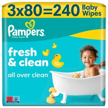 Детские влажные салфетки Pampers Fresh Clean 3x80 шт (240 шт) (8006530134422)