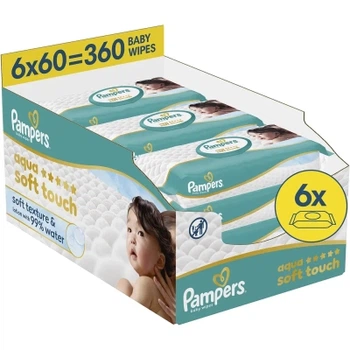 Детские влажные салфетки Pampers Aqua Soft Touch 6x60 шт (360 шт) (8006530140133)