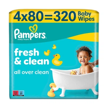 Детские влажные салфетки Pampers Fresh Clean Baby Wipes 4 х 80 шт (320 шт) (8001841078052)