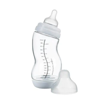 Скляна антиколькова пляшечка Difrax S-bottle Wide із силіконовою соскою 310 мл білий (737FE White) 5249363