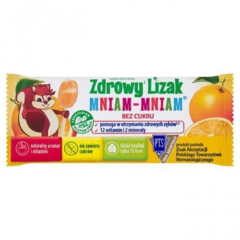 Натуральний корисний льодяник без цукру Zdrowy Lizak Mniam-Mniam (Denti-Pop) з ксилітом , апельсин 6 г