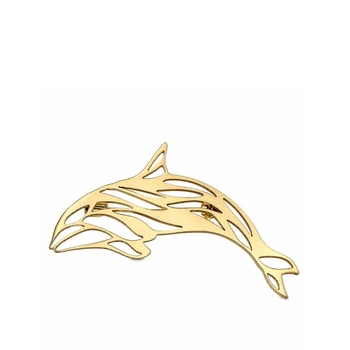 Брошь BROCHE бижутерия Рыбы Дельфин золотистая BRSF114496