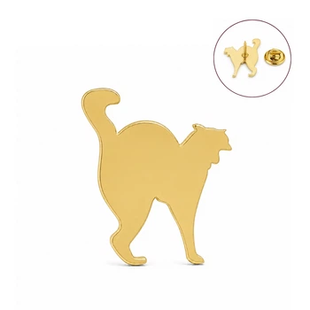 Значок из стали BROCHE брошь бижутерия Животные Кот золотистый BRGV115234