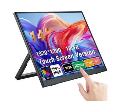 Портативный монитор Anmite A140W05T, 14", 1920x1200 60 Гц, сенсорный экран