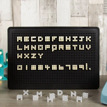 Светодиодная LED доска-ночник Peg Board с набором букв и цифр (120 шт), 30х21 см, белое свечение - Б/У