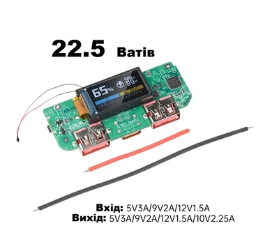 Плата Power Bank із швидкою зарядкою 22,5 Вт та кольоровим цифровим TFT-дисплеєм