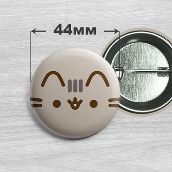 Значок кот Пушин / Pusheen the cat. №19. 44мм
