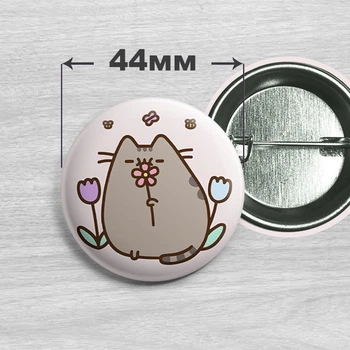 Значок кот Пушин / Pusheen the cat. №11. 44мм