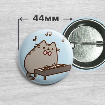 Значок кот Пушин / Pusheen the cat. №14. 44мм
