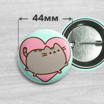 Значок кот Пушин / Pusheen the cat. №22. 44мм