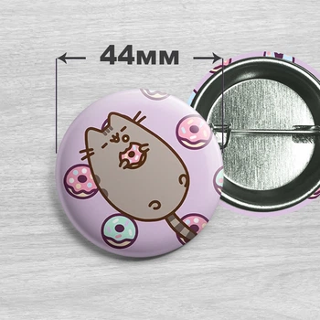 Значок кот Пушин / Pusheen the cat. №20. 44мм
