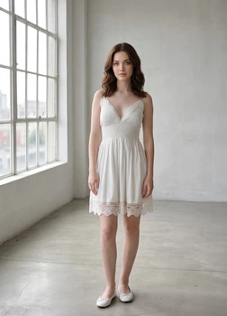 Платье сарафан женское ила с кружевом Zara Белое 18150 L (укр 48)