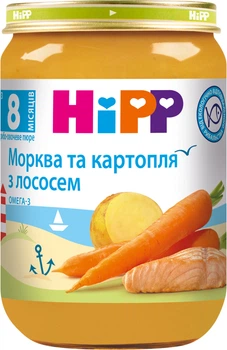 Рыбно-овощное пюре HiPP Морковь и картофель с лососем с 8 месяцев 190 г (9062300128694)
