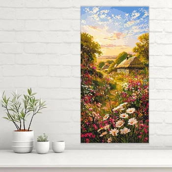 Картины по номерам 40*80 "Дорога к родному дому" №LW5205, Оригами – набор для рисования акриловыми красками на холсте