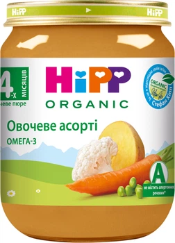 Овощное пюре HiPP Овощное ассорти с 4 месяцев 125 г (9062300100287)