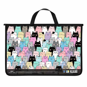 Портфель А4 MAXI Cool for School "Котомания" на молнии пластиковый черный (MX30067)