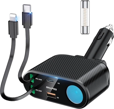 Автомобильное зарядное устройство OHLPRO 5 в 1, 168 Вт, USB Type-C и USB, разветвитель прикуривателя для телефона, - Б/У
