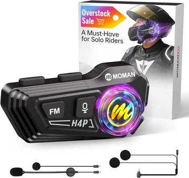 Мотогарнитура Moman RiderSound H4P, Bluetooth-гарнитура для шлема с FM радио, защита от воды IP65 - Б/У