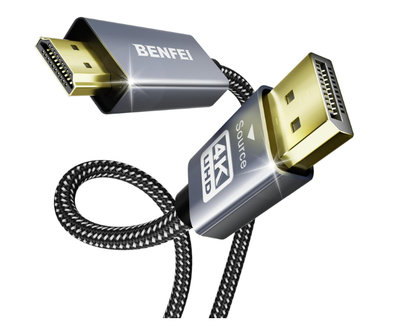 Кабель Benfei 4K DisplayPort - HDMI 90 см [алюмінієвий корпус, нейлонове плетіння] - Б/В
