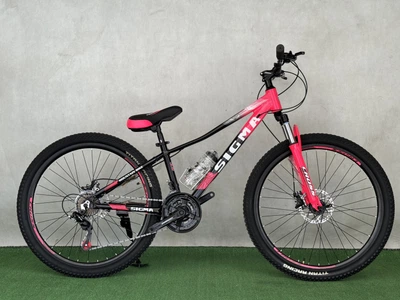 Подростковый велосипед CrossBike Sigma 26 дюймов для девочки от 140 см, лёгкая алюминиевая рама, 21 скорость, розовый