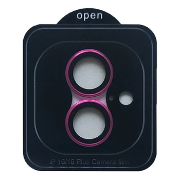 Захисне скло Camera METAL for iPhone 16 / 16 Plus rose red