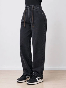 Джинсы женские Vanver 82219 Mom Baggy бананы на резинке стрейчевые 33 черные