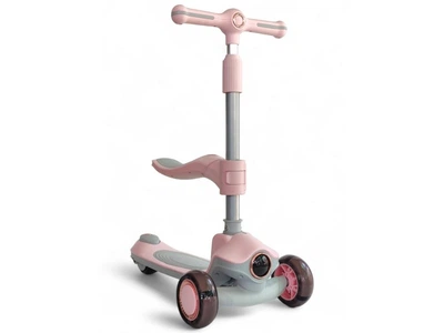 Дитячий самокат із сидінням Scooter Cosmo 2-в-1 із підсвіткою, музикою , рожевий