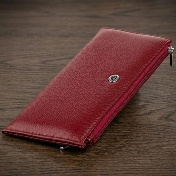 Женский горизонтальный тонкий кошелек из натуральной кожи ST Leather бордового цвета (bg193fash26)