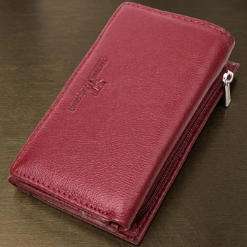 Кожаный женский горизонтальный кошелек с монетницей ST Leather бордового цвета (bg224fash89)