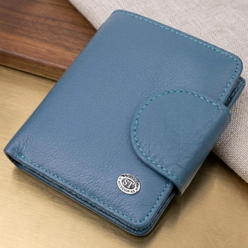 Стильное вертикальное кожаное портмоне с монетницей для женщин от ST Leather Бирюзовый (bg194fash57)