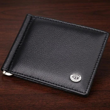 Чоловічий гаманець із металевим затискачем з натуральної шкіри ST Leather bg230fash92 Чорний