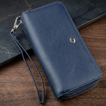 Большой женский клатч с ремешком из натуральной кожи ST Leather Синий (bg188fash69)