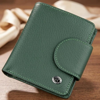 Жіночий компактний гаманець із натуральної шкіри ST Leather зеленого кольору вертикальний формат для прав (bg189fash59)