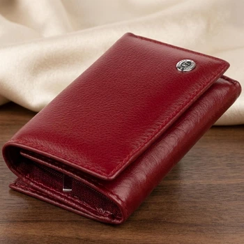 Женское горизонтальное портмоне на магните из натуральной кожи ST Leather бордовое (bg193fash33)