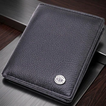 Кошелек ST Leather из натуральной кожи черного цвета с монетницей и магнитной застежкой (bg194fash74)
