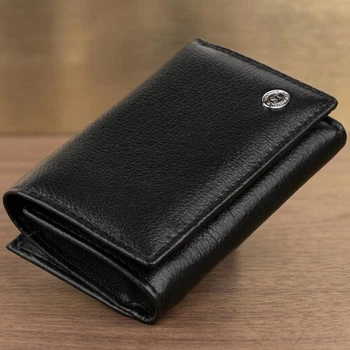 Горизонтальное портмоне ST Leather из натуральной кожи для карт черного цвета (bg193fash31)
