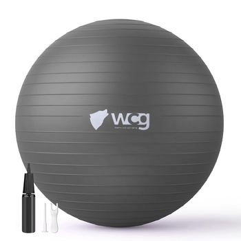 М’яч для фітнесу WCG Balance Pro 75 см Anti-Burst до 500 кг з насосом, фітбол для йоги, пілатесу та вагітних, графітовий